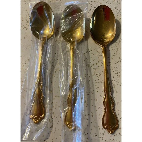 Wallace Gold Discretion Pattern Flatware‎ Electroplate Set Of 3 Tablespoons NEW - Picture 1 of 7